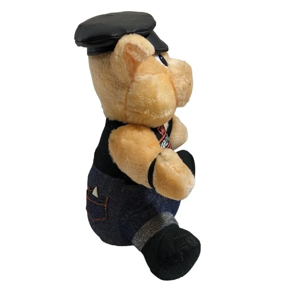 Vintage 1998 Harley Davidson Plush Pig Hog Motorcycle Biker Stuffed 10 in Doll - Picture 6 of 7